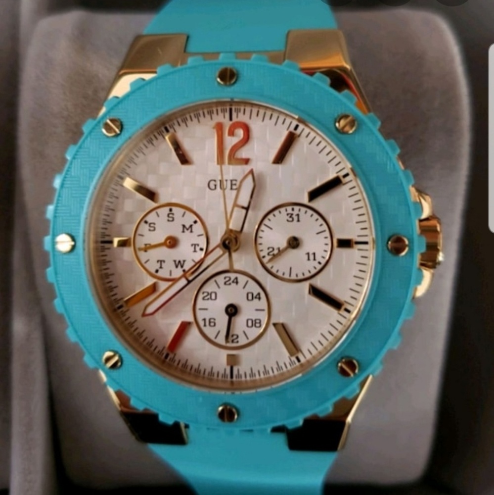 Turquoise and Gold Guess Watch